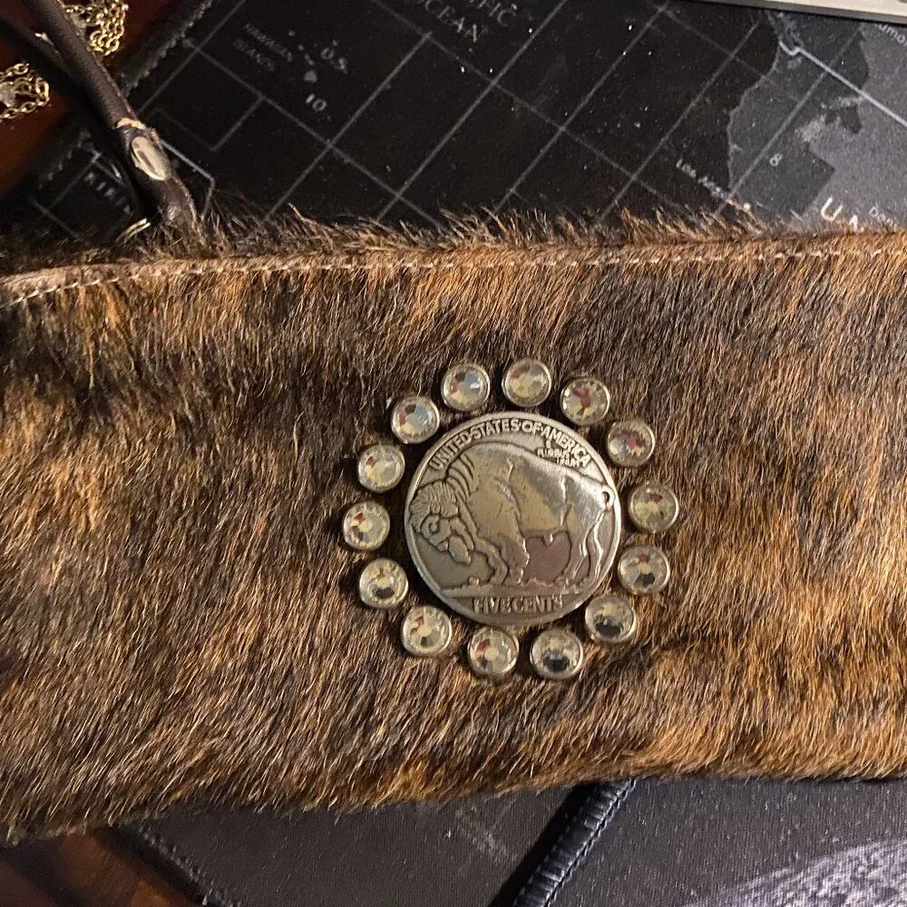 New~.Brown Brindle Cowhide Clutch Purse & Card Holder - Picture 13 of 13